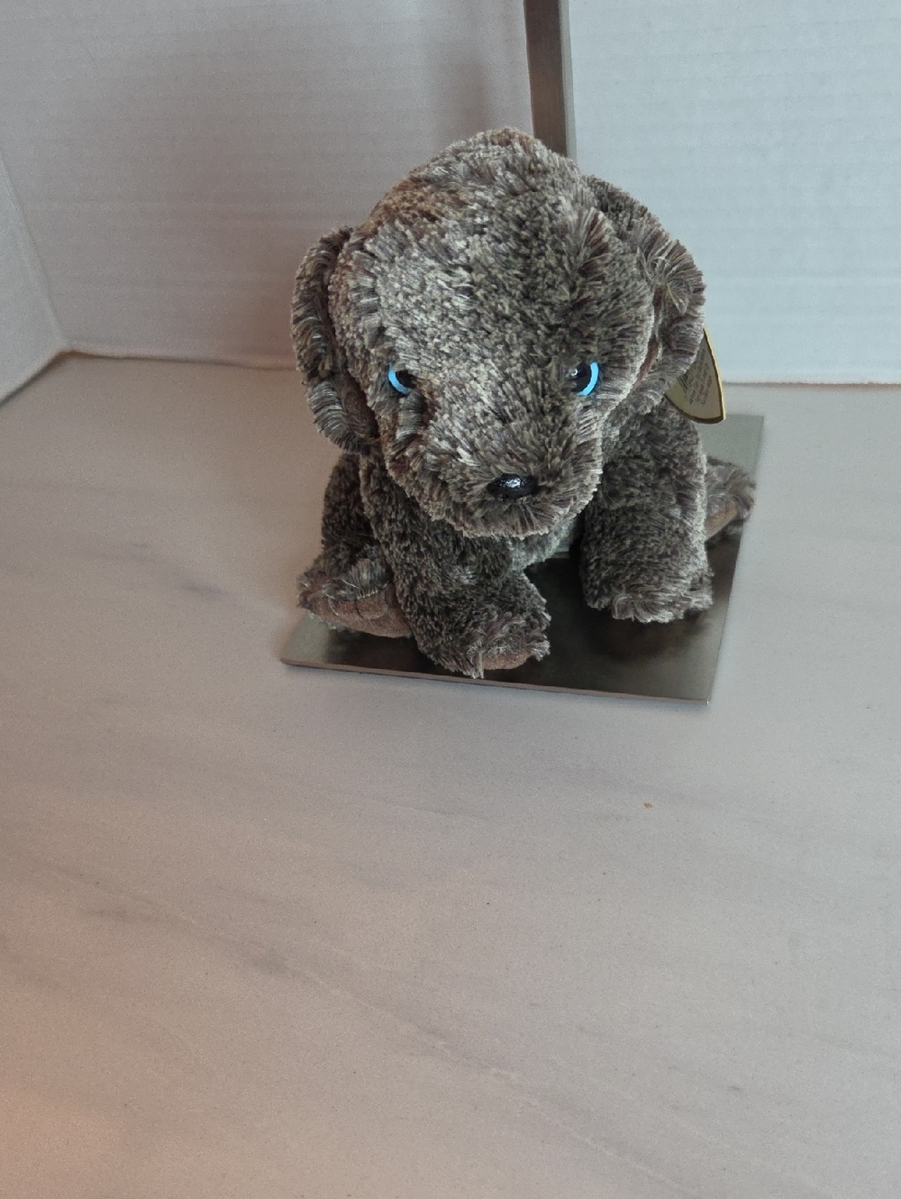 Ty Plush Gray Puppy with Blue Eyes
